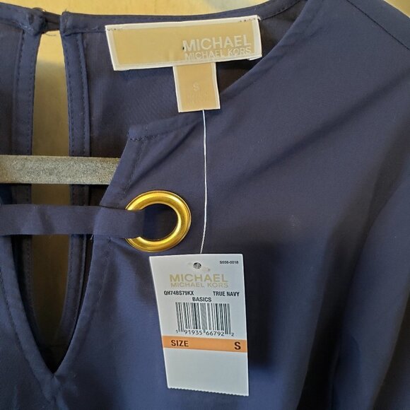 MICHAEL Michael Kors Bell-Sleeve Blouse | NWT | Navy Blue | Size S - Picture 4 of 7